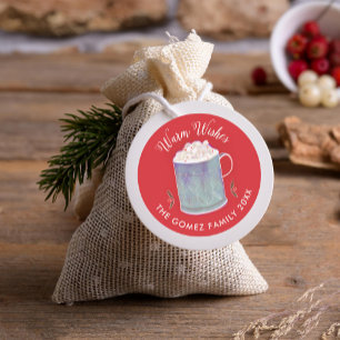 Warm Önskemål Peppermint Hett Cocoa Mugg Helgdag Runt Klistermärke