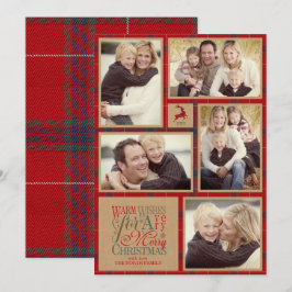 Warm Önskemål Photo Collage Kraft & Tartan Red ID5 Inbjudningar