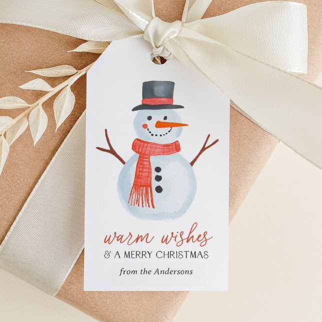 Warm Önskemål Snögubbe jul Presentetikett (Skapare uppladdad)