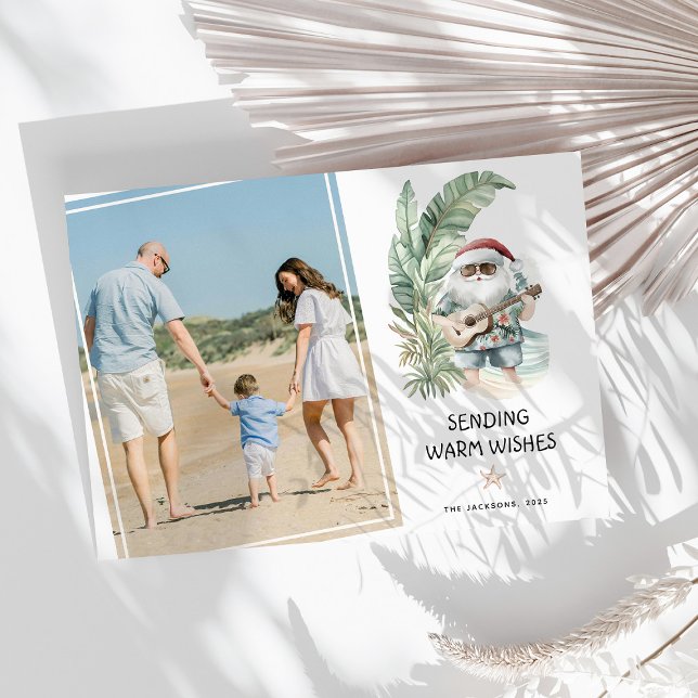 Warm Önskemål Tropical Santa Claus julfoto Helg Vykort (Skapare uppladdad)