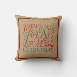 Warm Önskemål Typography Kraft & Tartan Red ID589 Kudde