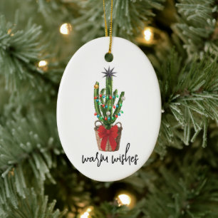 Warm Önskemål Watercolor Cactus Houseplant jul Julgransprydnad Keramik