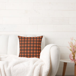 Warm Orange & black Rust Plaid Kudde
