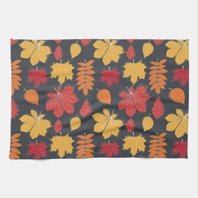 Warm Orange Brown Red Autumn Fall Kitchen Towel Kökshandduk (Horisontell)