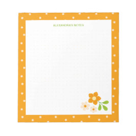 Warm Orange Ditsy Flower Polka Dots Personalised Anteckningsblock