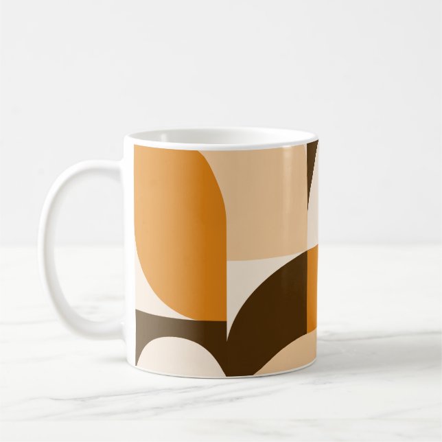 Warm Orange Geometric Composition Kaffemugg (Vänster)