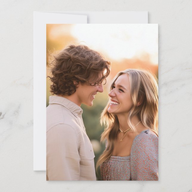 Warm Orange Romantic Photo Inbjudningar (Framsida)