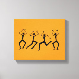 Warm Orange Silhouette Happiness Party Dancers Canvastryck