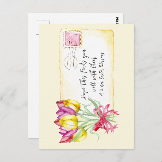 Warm Påsk Bluting Tulips | vykort (Fram/baksida)