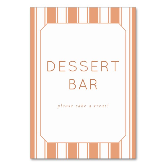 Warm Peach Minimalist Dessert Bar Sign Bordsnummer (Framsidan)