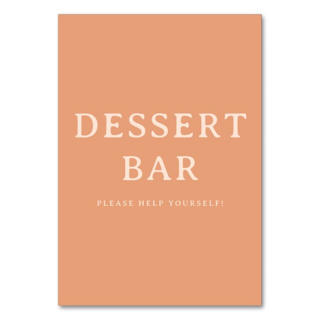 Warm Peach Minimalist Dessert Bar Sign Bordsnummer (Framsidan)
