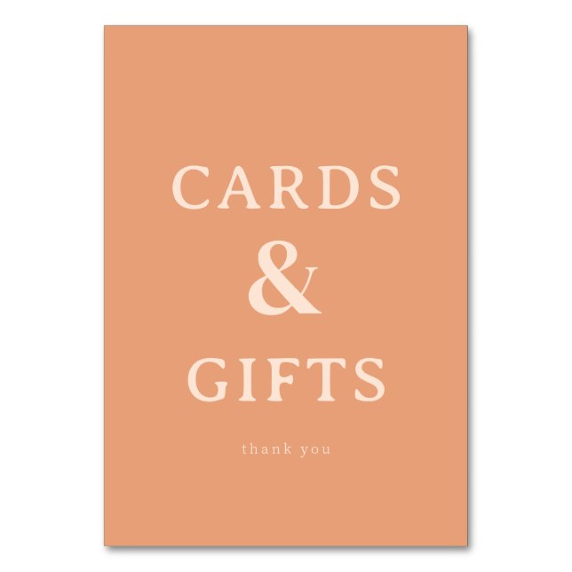 Warm Peach Minimalist Gratitude Card Bordsnummer (Framsidan)