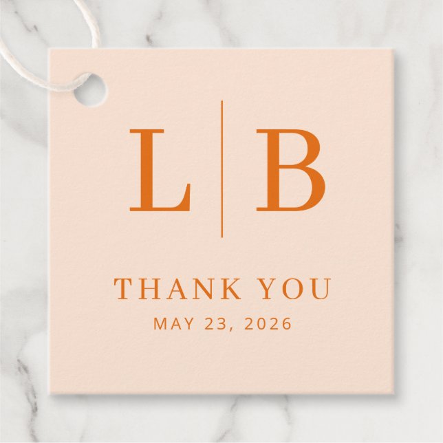 Warm Peach Minimalist Thank You Gåvor Etiketter (Framsida)