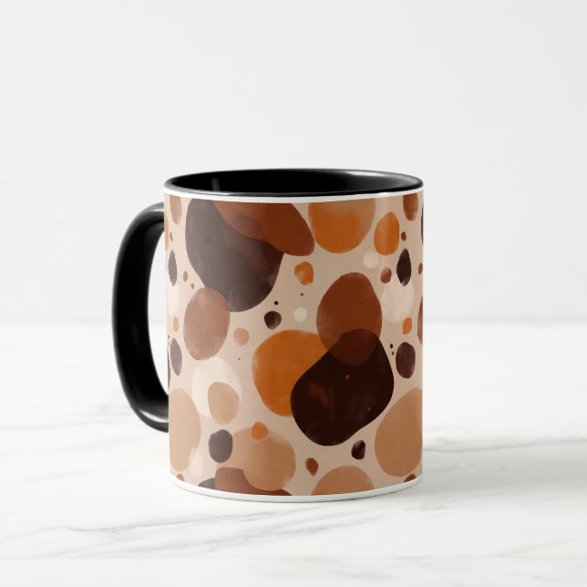 Warm Pebble Aesthetic Mug – Minimal Abstract Dots Mugg (Framsida vänster)