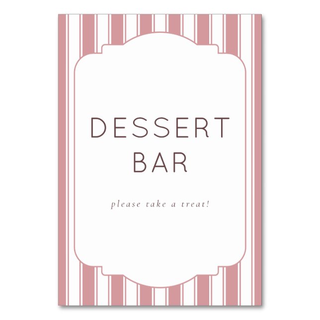 Warm Pink Vintage Dessert Bar Sign Bordsnummer (Framsidan)