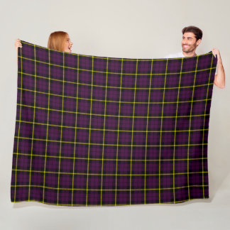 Warm Plum lila pläterad svart guld stipe tartan Fleecefilt