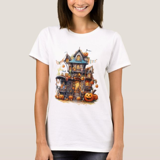 Warm Pumpkin Cottage Halloween Tee | Cozy Fall Aes (Framsida)