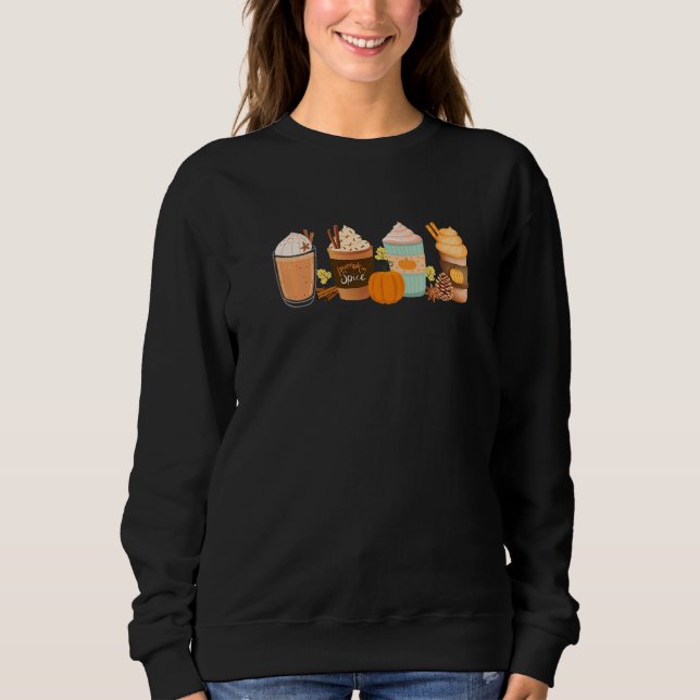 Warm Pumpkin Spice Latte Drinks Fall Coffee Lattes T Shirt (Framsida)