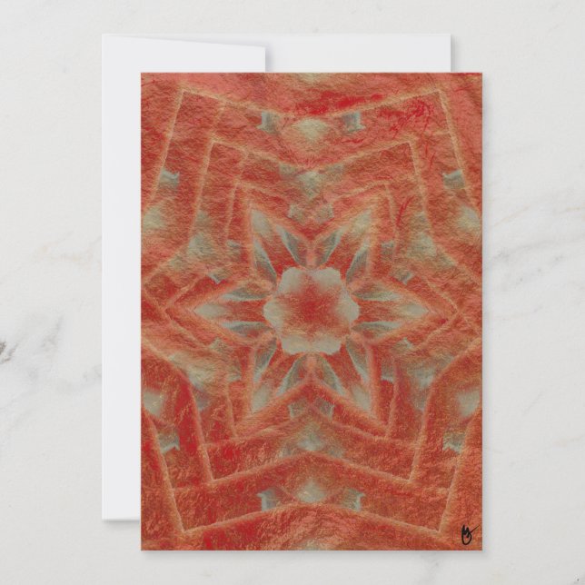 Warm Red Gold Star Flat Holiday Card Julkort (Framsida)