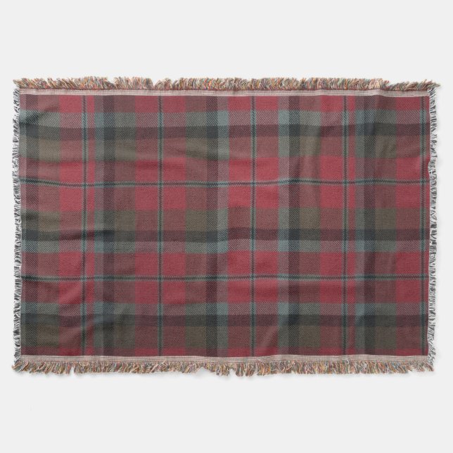 Warm Red och Brown Tartan Filt (Framsidan)