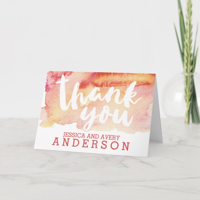Warm Romantik Watercolor Tack Kort (Framsida)