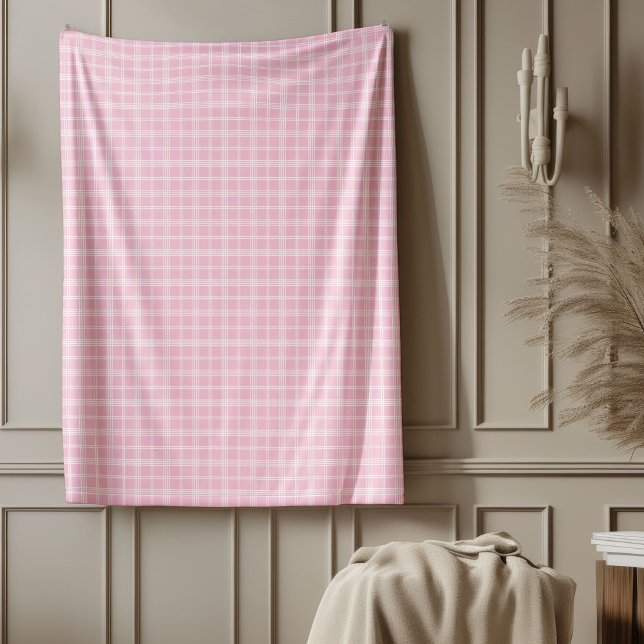 Warm Rosa Check Blanket Rustic Cottage Vibes Fleecefilt (Warm Pink Check Blanket Rustic Cottage Vibes)