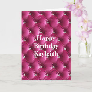 Warm Rosa Faux Velvet Birthday Kort