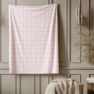 Warm Rosa Gingham Blanket Vintage Farmhouse look Fleecefilt
