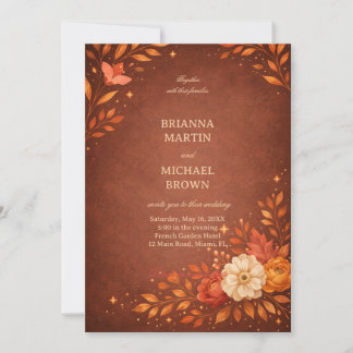 Warm Rustic Floral Autumn Elegant Inbjudningar
