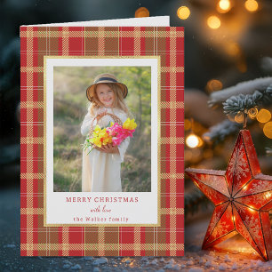 Warm Rustic Red & Guld Play Photo Helgkort