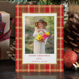 Warm Rustic Red & Guld Play Photo Julkort