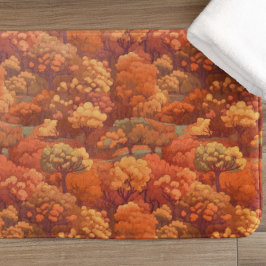 Warm Rustic Watercolor Fall Träd | Boho Aesthetic Badrumsmatta