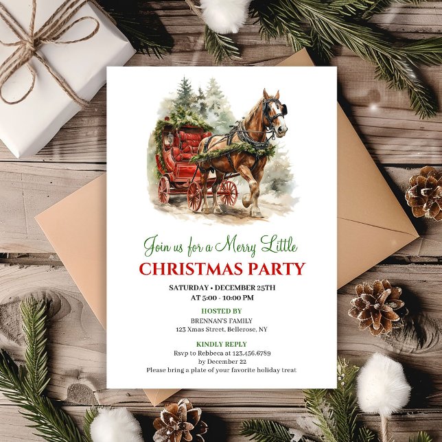 Warm rustic winter scene Christmas party invite Inbjudningar (Warm rustic winter scene Christmas party invite)