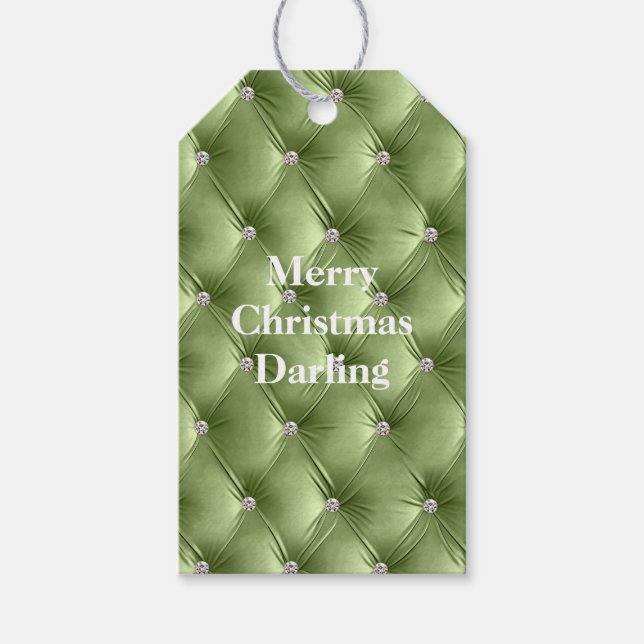 Warm Sage Grönt Faux Velvet Presentetikett (Framsidan)