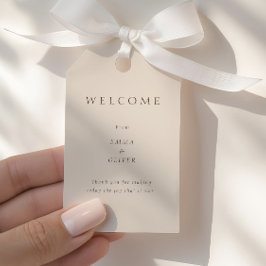 Warm Sand Minimalist  Wedding Welcome Presentetikett