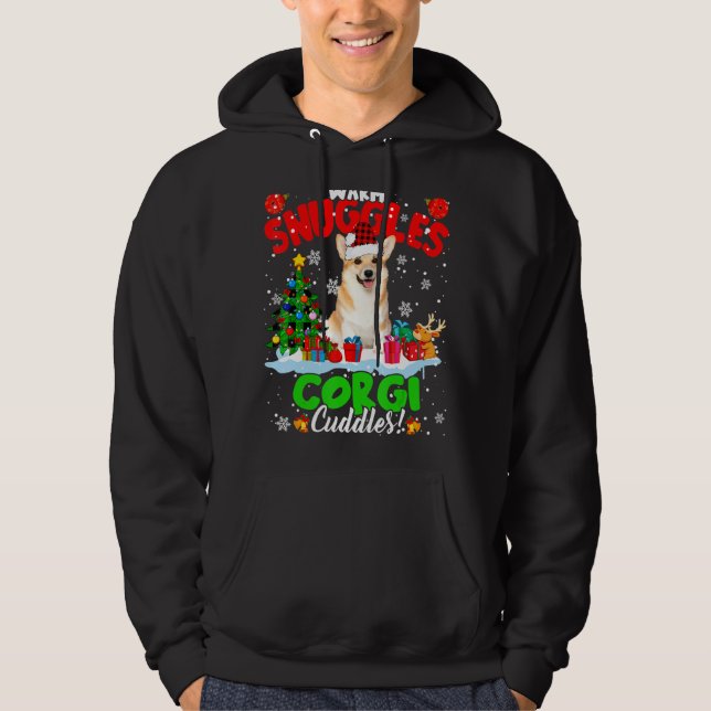 Warm Snuggles Corgi Cuddles Julafton Träd Play San Hoodie (Framsida)