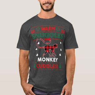 Warm Snuggles Monkey Älskare Gifts Julafton Ugly C T Shirt