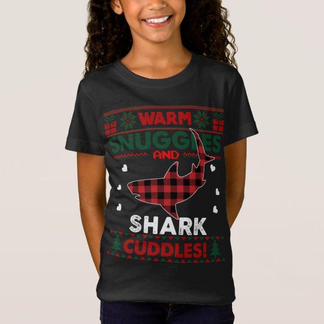 Warm Snuggles Shark Älskare Julafton Ugly Shark Ch T Shirt (Framsida)