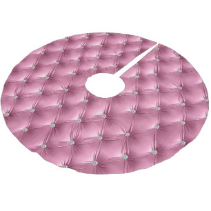 Warm Soft Rosa Faux Velvet Julgransmatta Borstad Polyester