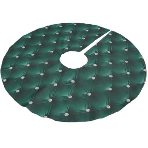 Warm Soft Teal Grönt Faux Velvet Julgransmatta Borstad Polyester