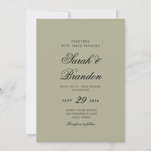 Warm Solid Color Minimalist Script Wedding Inbjudningar (Framsida)