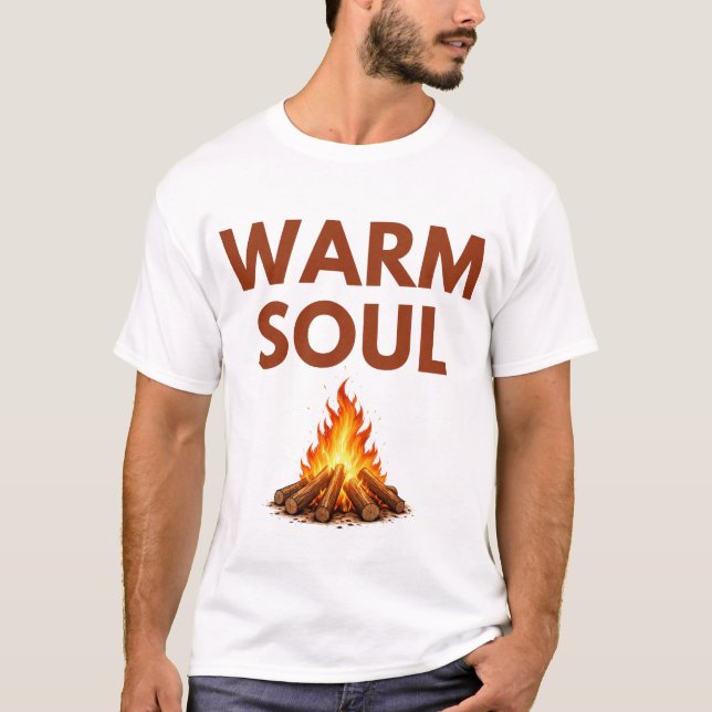 Warm Soul Minimal Fire Mens T Shirt (Framsida)