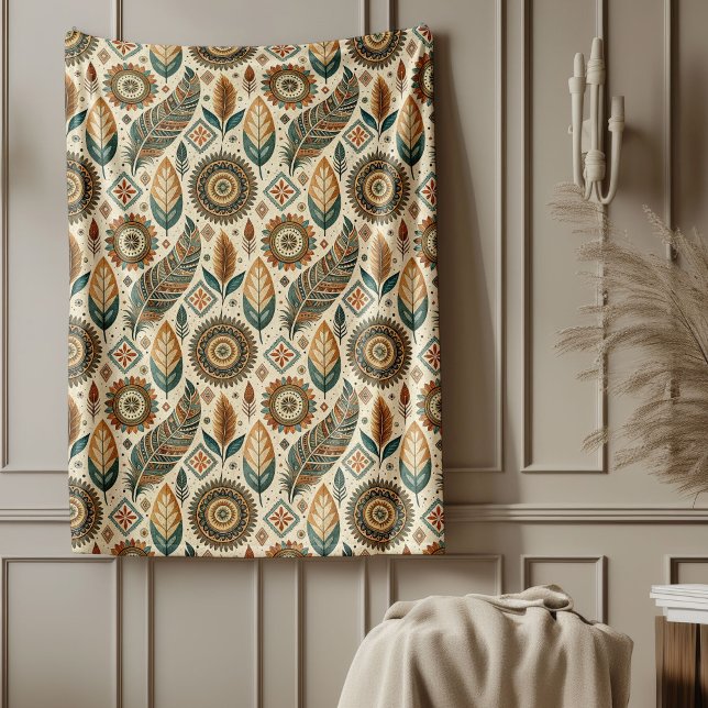 Warm Southwest Tribal Blanket Earth Tone Färg Fleecefilt (Warm Southwestern Tribal Blanket Earth Tone Colors)
