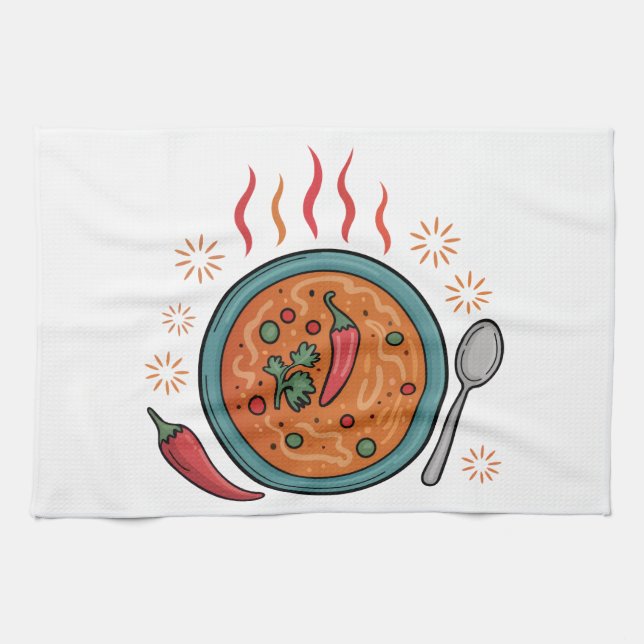 Warm Spicy Curry Food Art Kökshandduk (Horisontell)