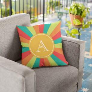 Warm Summer Personlig Monogram Namn Färg Wheel Kudde