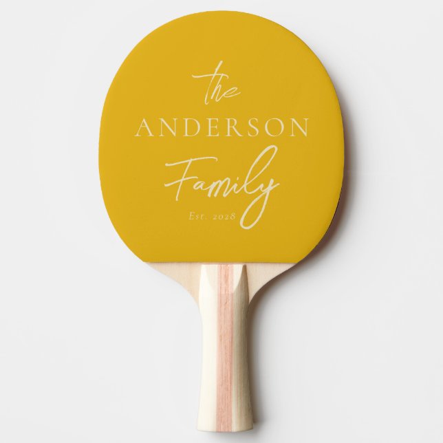 Warm Sunflower Hand Written Family Name Pingisracket (Framsidan)