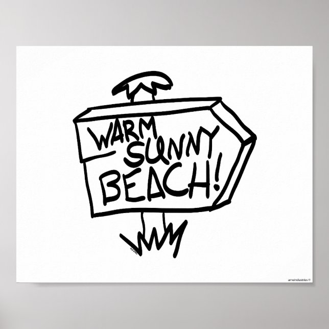 Warm Sunny Beach-tecken Poster (Framsidan)