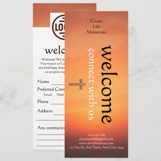 Warm Sunset Church Connection Card Inbjudningar (Fram/baksida)