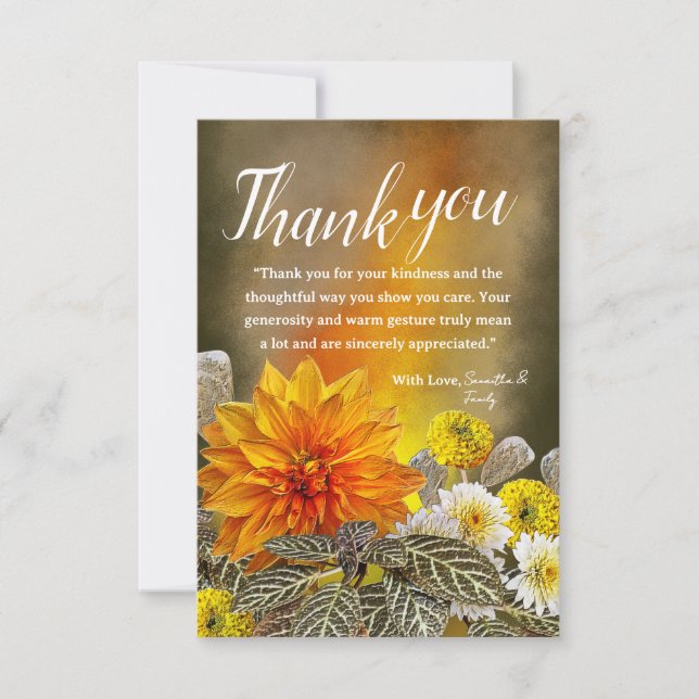 Warm Sunset Floral Thank You Card Tack Kort (Framsida)