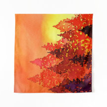 Warm Sunset Watercolor Träd